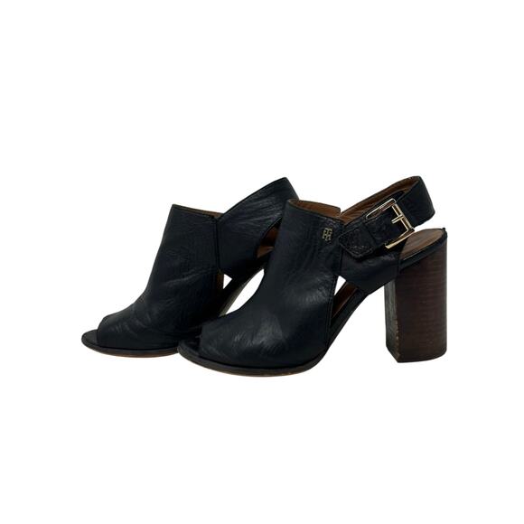 Tommy Hilfiger Black Leather Open Toe Sling Back Heeled Sandals Shoes size 8M - Picture 14 of 16